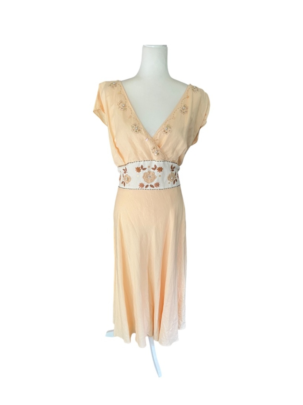 Vintage Adrianna Papell Linen-Blend Lagenlook Dress